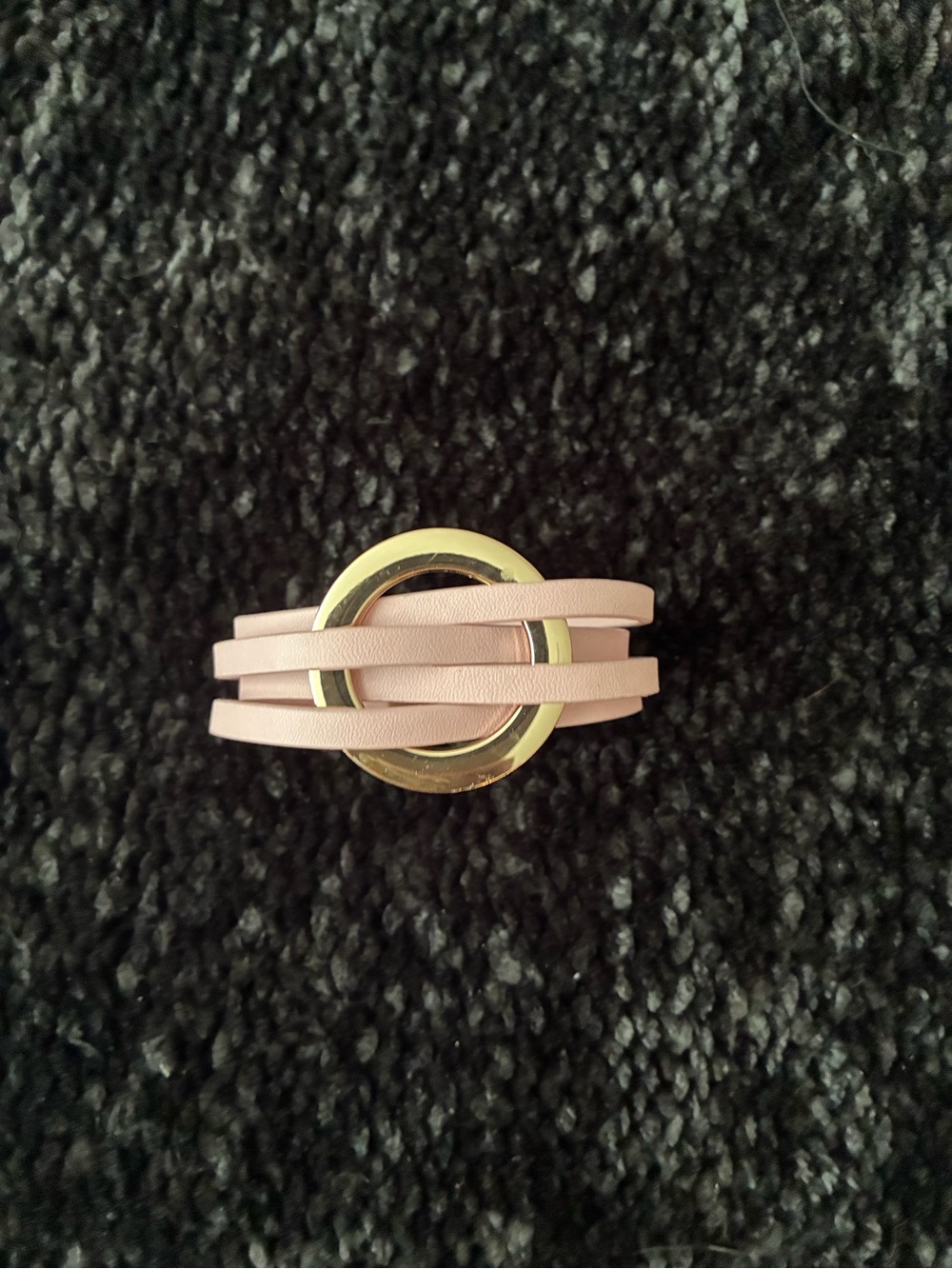 Gold Circle Pink leather Wrap magnetic Bracelet